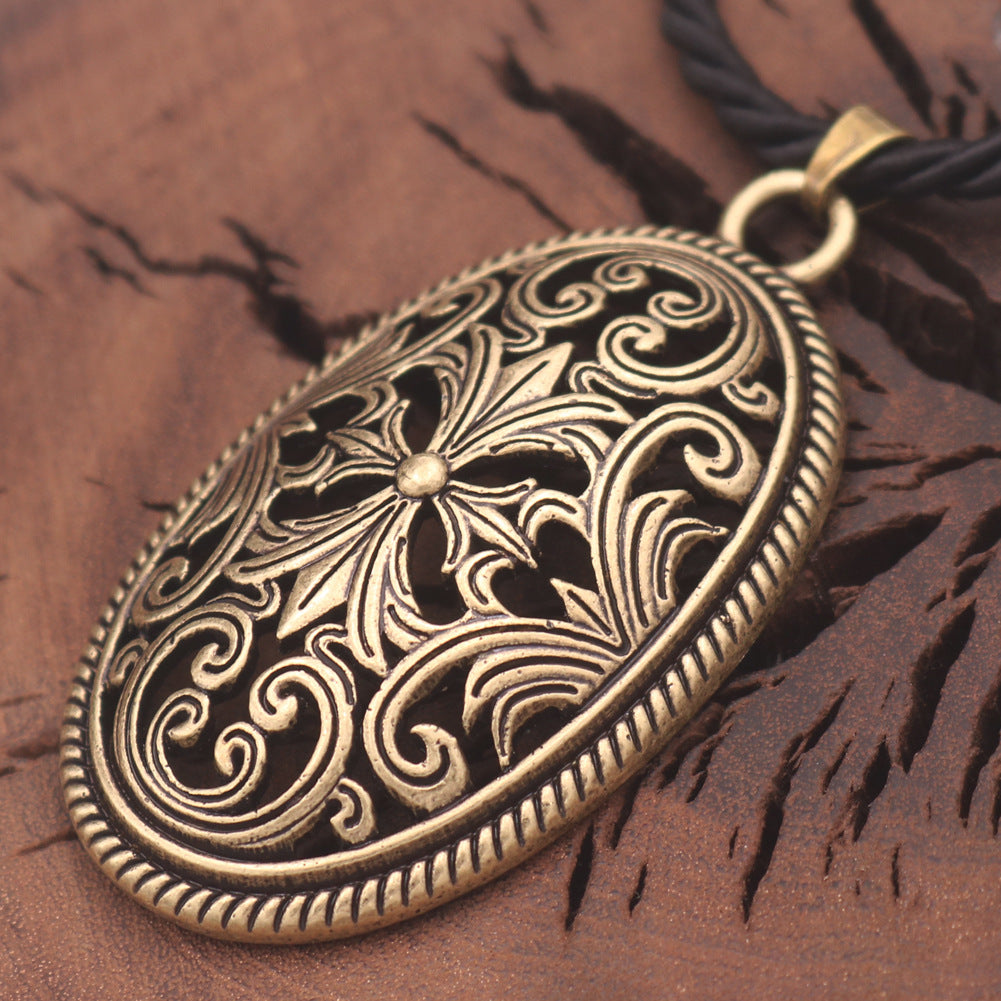 Viking Legacy Zinc Alloy Necklace with Norse Symbols - Unique Men's Pendant
