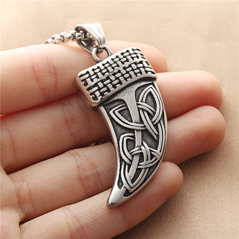 Titanium Steel Personalized Tiger Fang Pendant Necklace for Men - Retro Punk Style