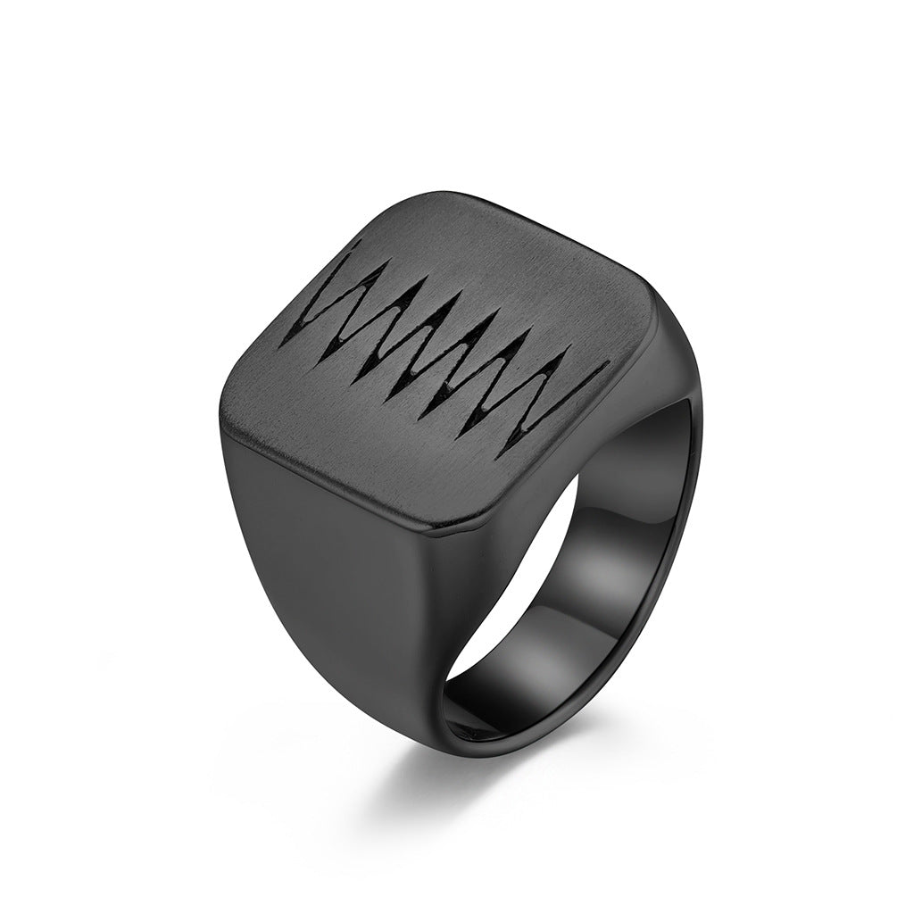 Sewing Cracks Matte Stainless Steel Ring Men's Stainless Steel Black