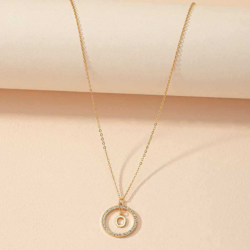 Cross-Border Design Sense Letter Necklace with European Charm