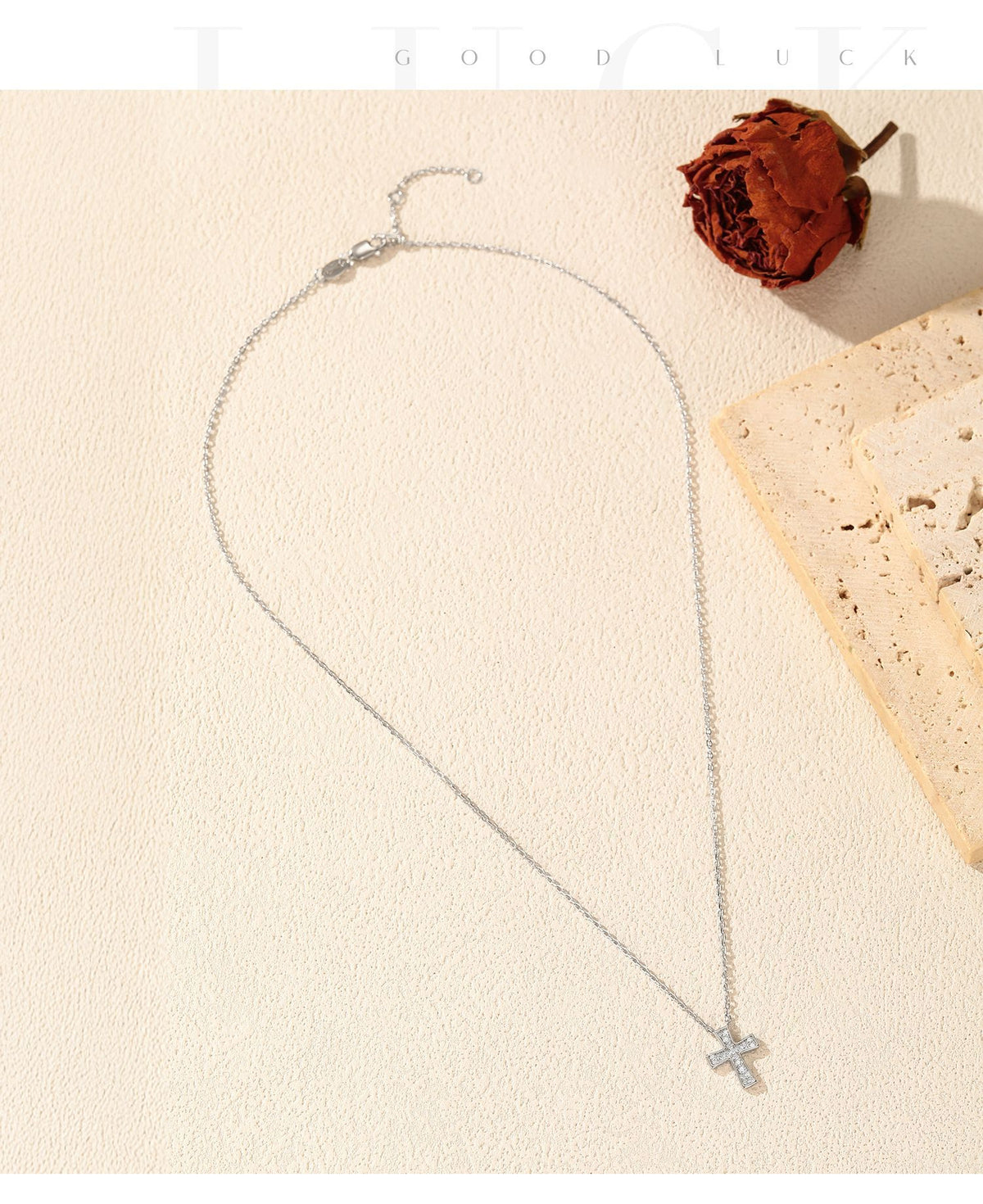 925 Sterling Silver Cross Moissanite Necklace