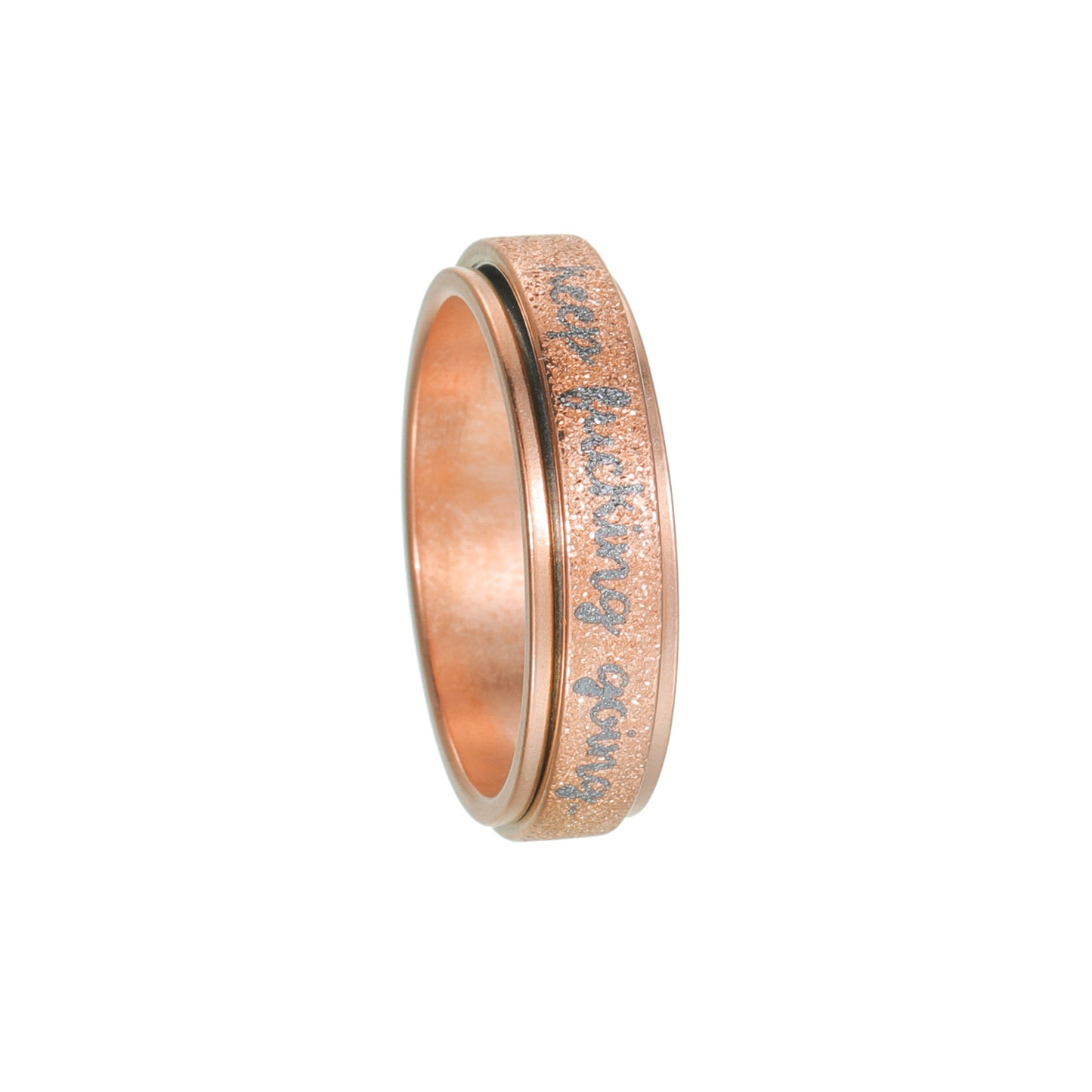 Planderful Collection Everyday Genie Rotatable Pearl Sand Titanium Steel Ring Unisex Durable For Men Women