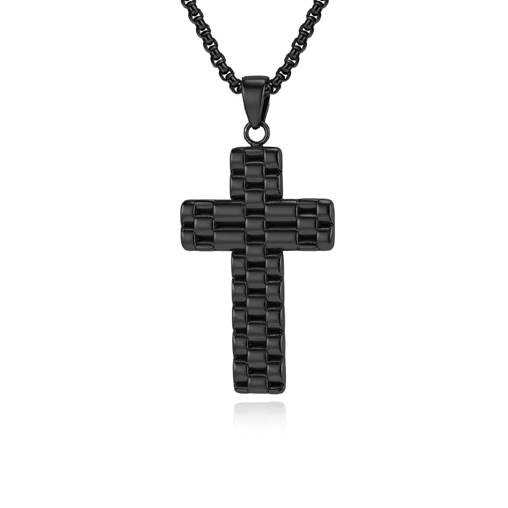 Planderful Stainless Steel Cross Necklace For Men Vintage Retro Hipster Style Durable
