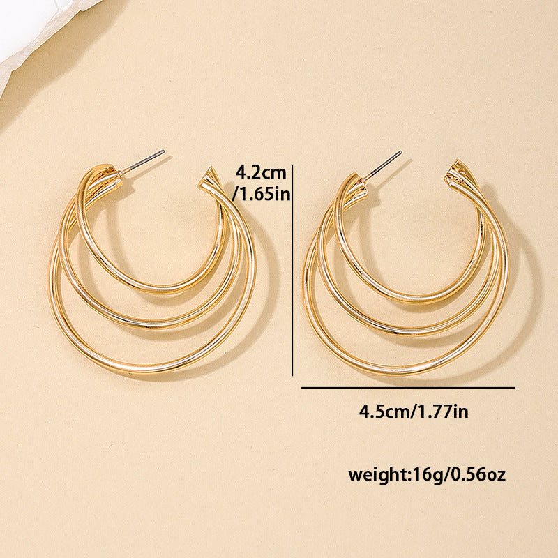 Exaggerated Multi-layer Circle Earrings - Vienna Verve Collection - European American Fashion Influenced