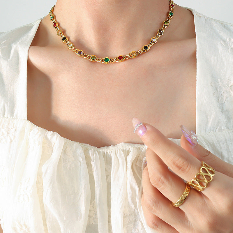 Trendy Copper Jewelry Set with Vibrant Zircon Accents