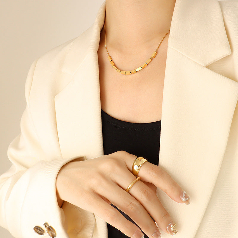 Summer Geometric Block Pendant Necklace - Chic Gold Plated Wholesale Accessory