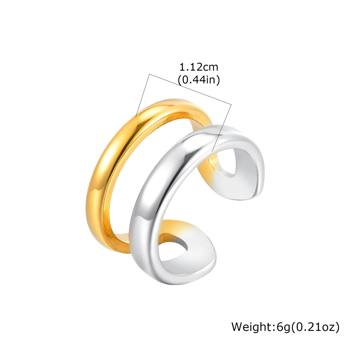 Color Matching Double-Layer Steel Gold Open Ring Stainless Steel