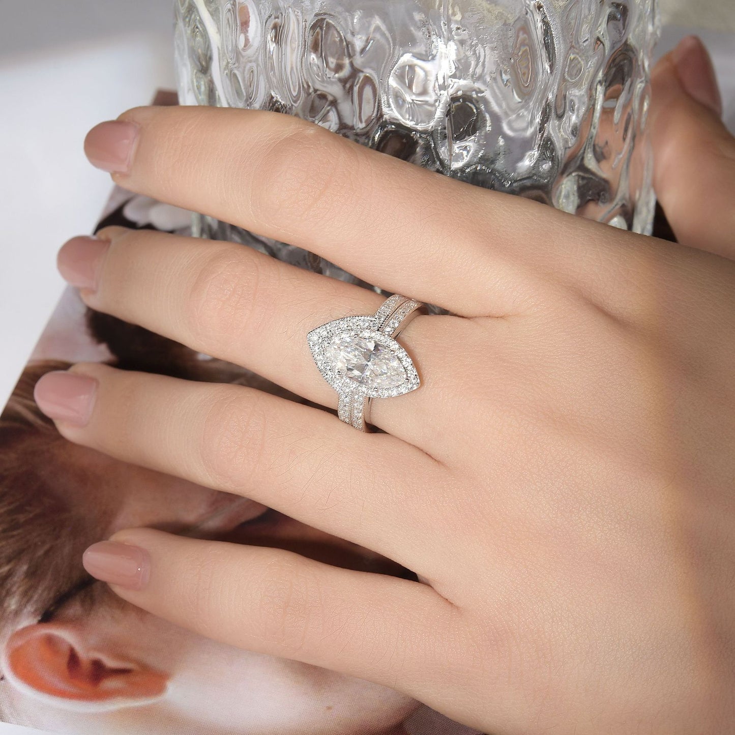 Niche French Design Retro Beaded Horse Eye S925 Silver Ring