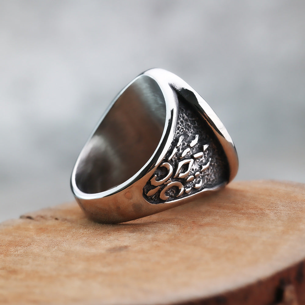 Nordic Vintage Stainless Steel Men's Ring Viking Wolf Head