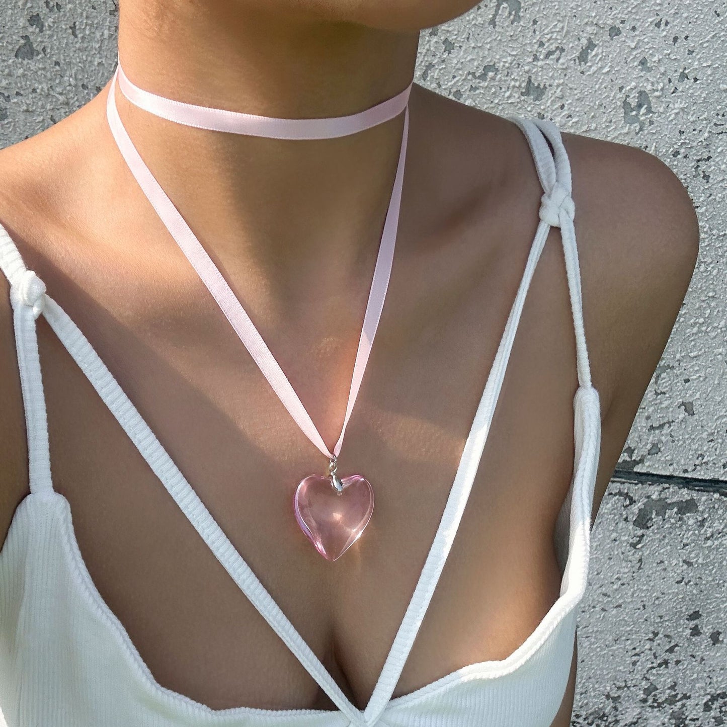 Exaggerated Heart-shaped Pendant Necklace with Tassel Detail, Boho Chic Flannel Long Necklace