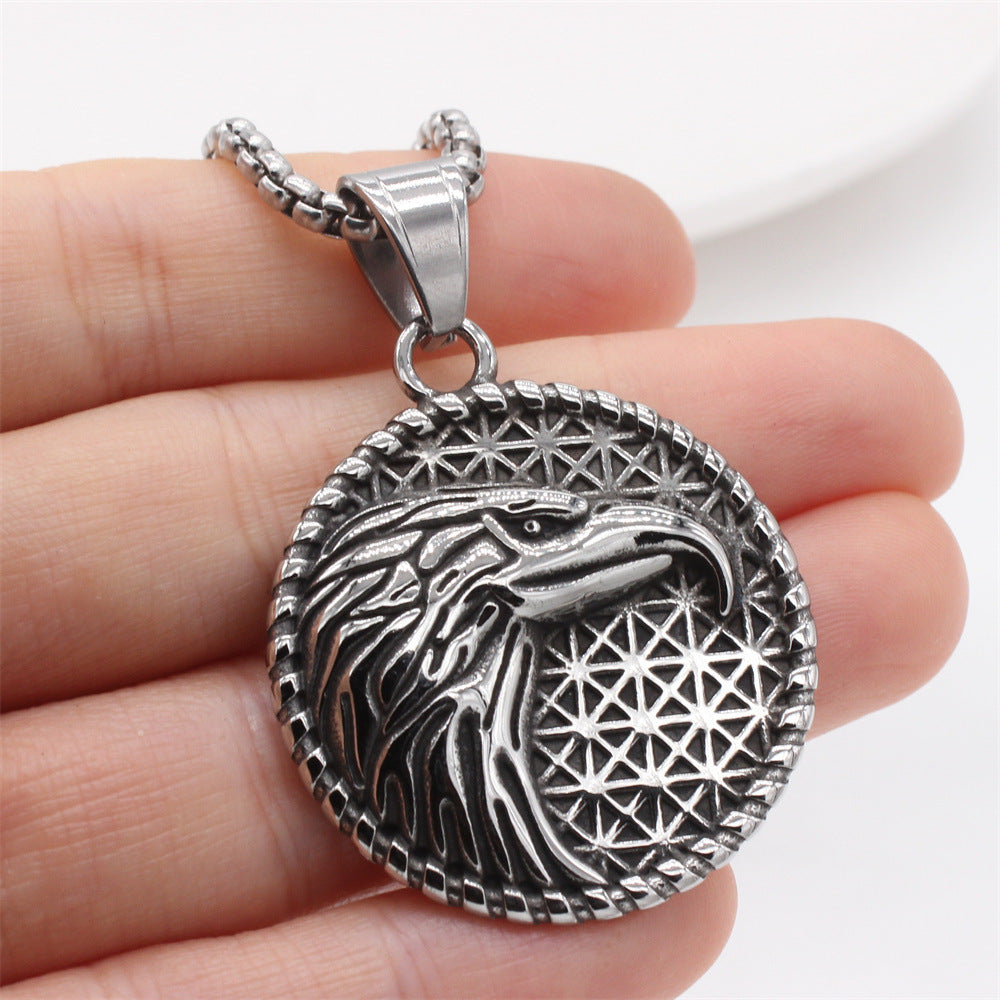 Planderful Everyday Genie – European and American Retro Eagle Men's Titanium Steel Pendant Necklace for Men