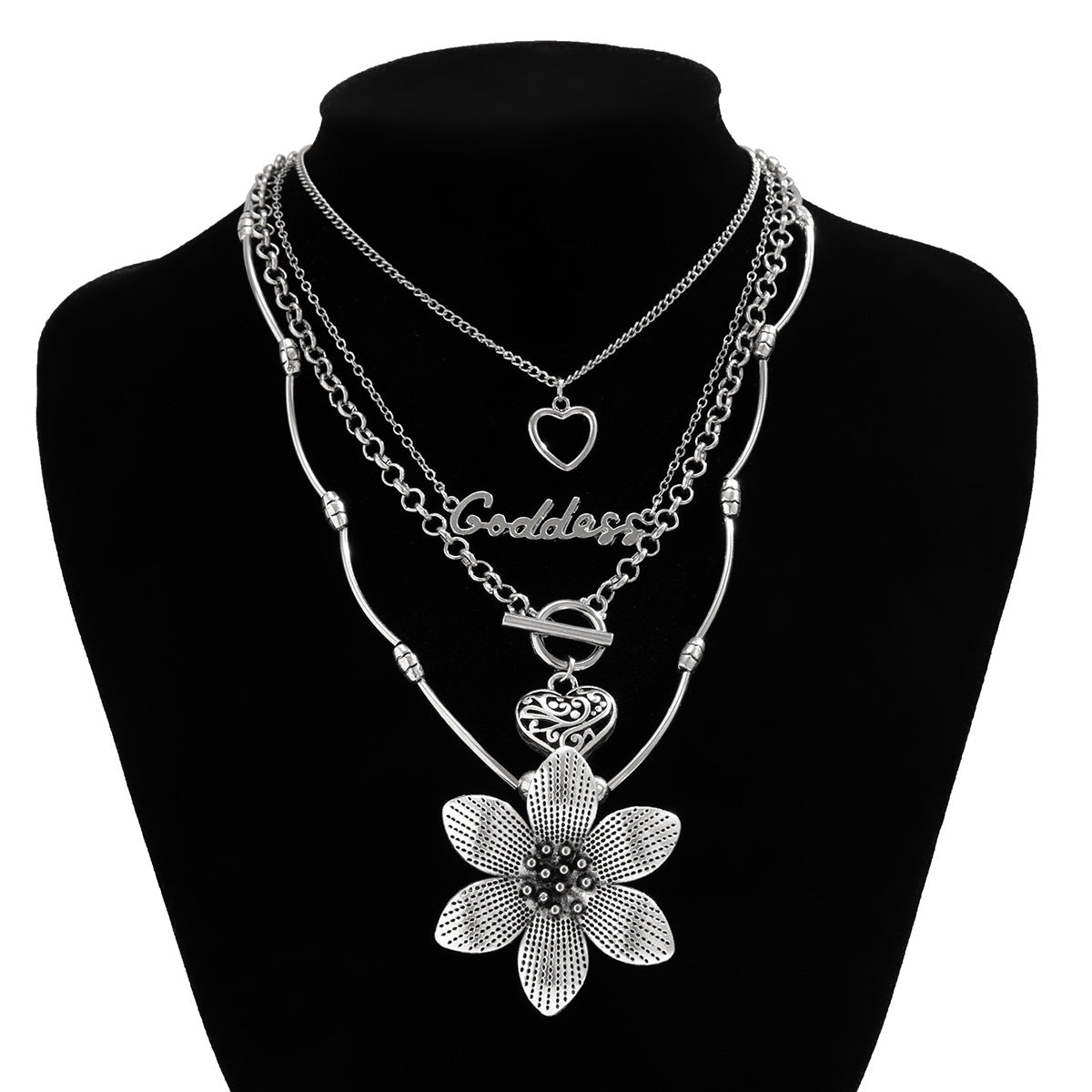 European and American Punk Gothic Style Love Set Flower Necklace & Ornaments