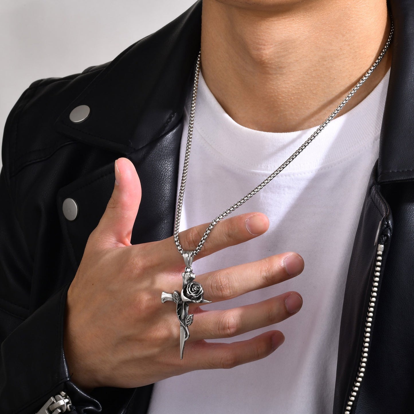 Stainless Steel Cross Necklace For Men Planderful Everyday Genie Rose Vintage Pendant