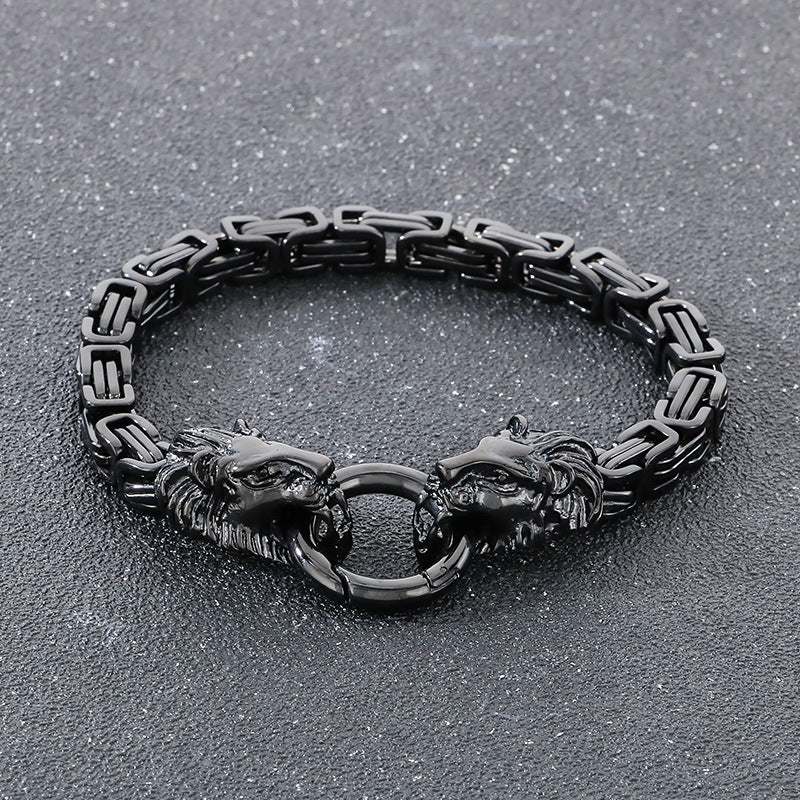 Planderful Lion Head Titanium Hip Hop Chain Bracelet For Men