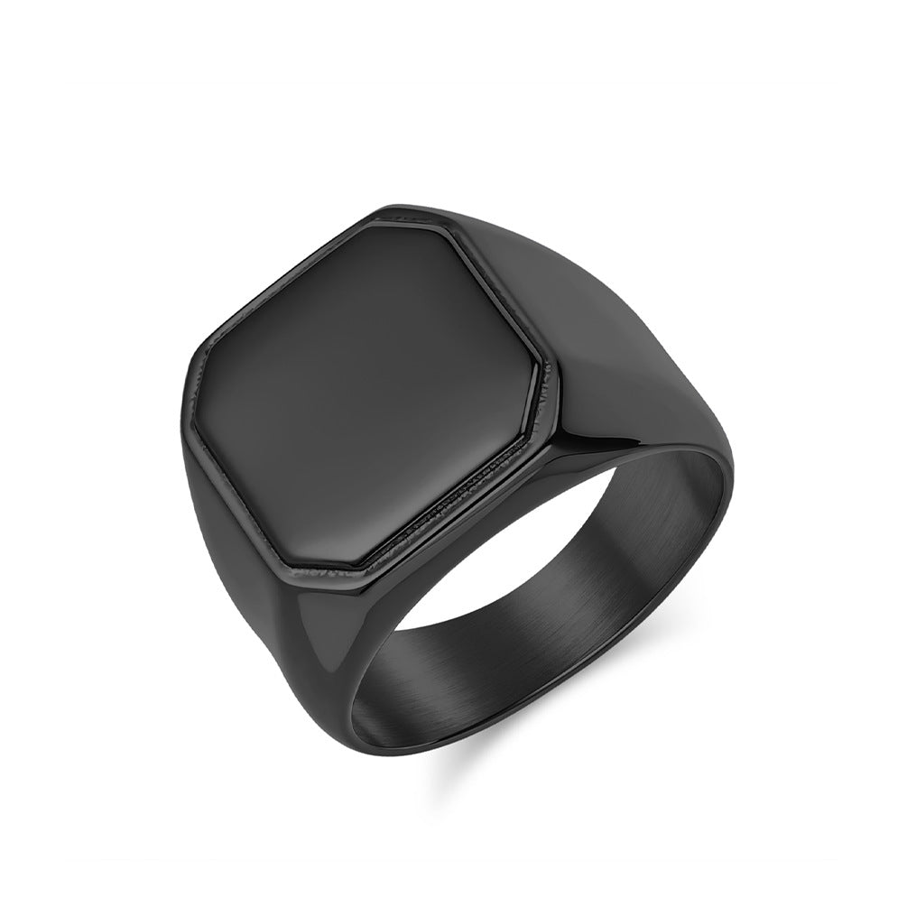 Planderful Everyday Genie Titanium Steel Ring For Men Square Seal Minimalist Modern Jewelry Gift