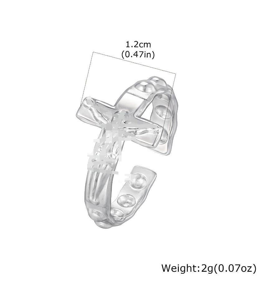 Stainless Steel Cool Sa Atmosphere Explosion Cross Open Ring