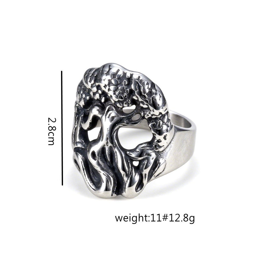 Punk Tree of Life Stainless Steel Men's Ring