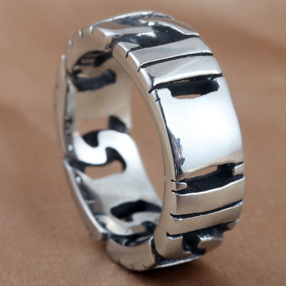 Trendy Titanium Steel Locomotive Chain Ring for Men - Personalized Retro Accessory