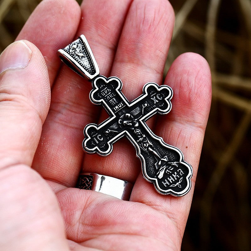 Men's Retro Stainless Steel Cross Pendant – Wholesale Letter Accessories by Planderful