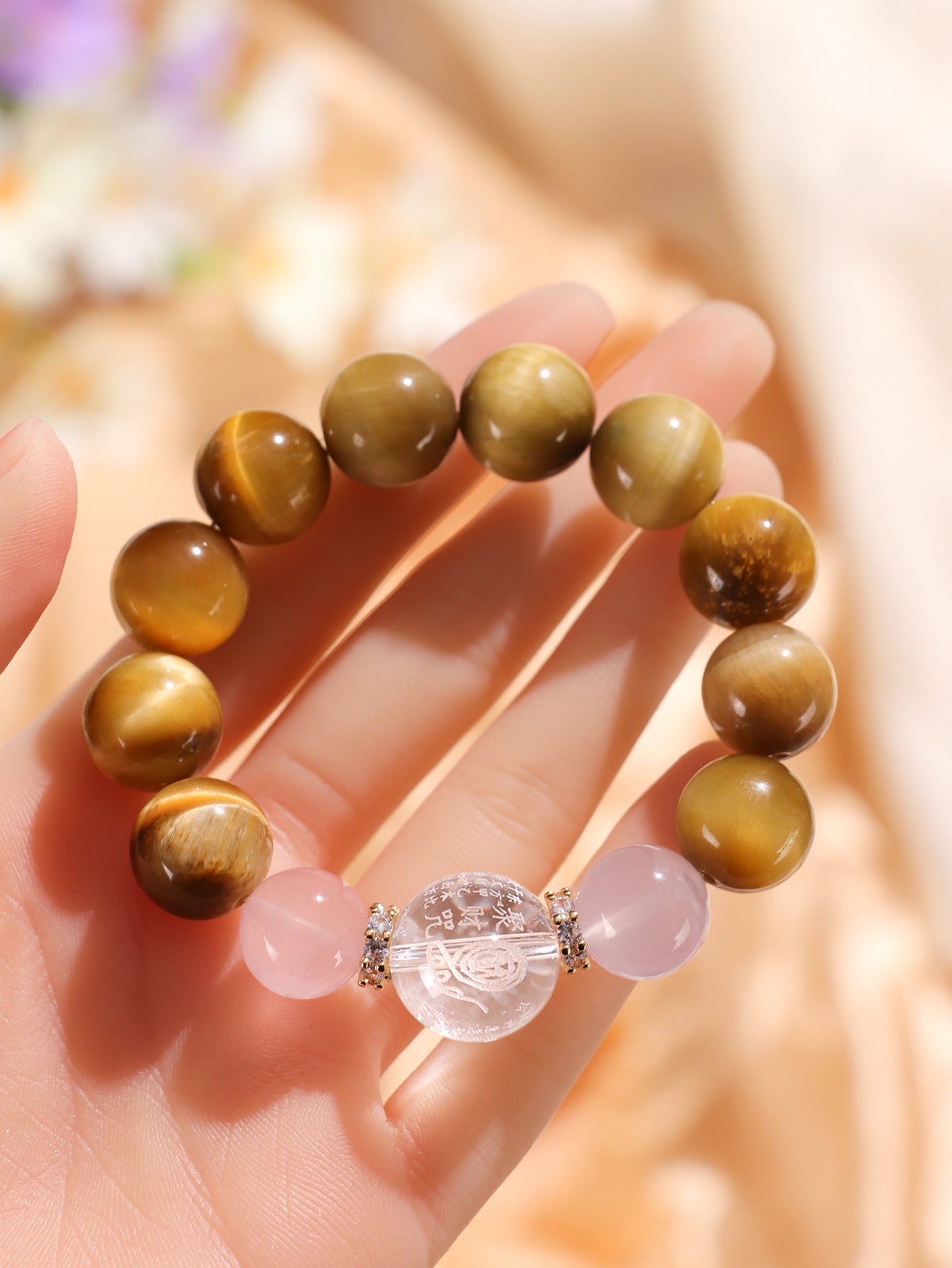 Planderful Fortune's Favor Bracelet – Stunning Golden Tiger Eye and Crystal Design