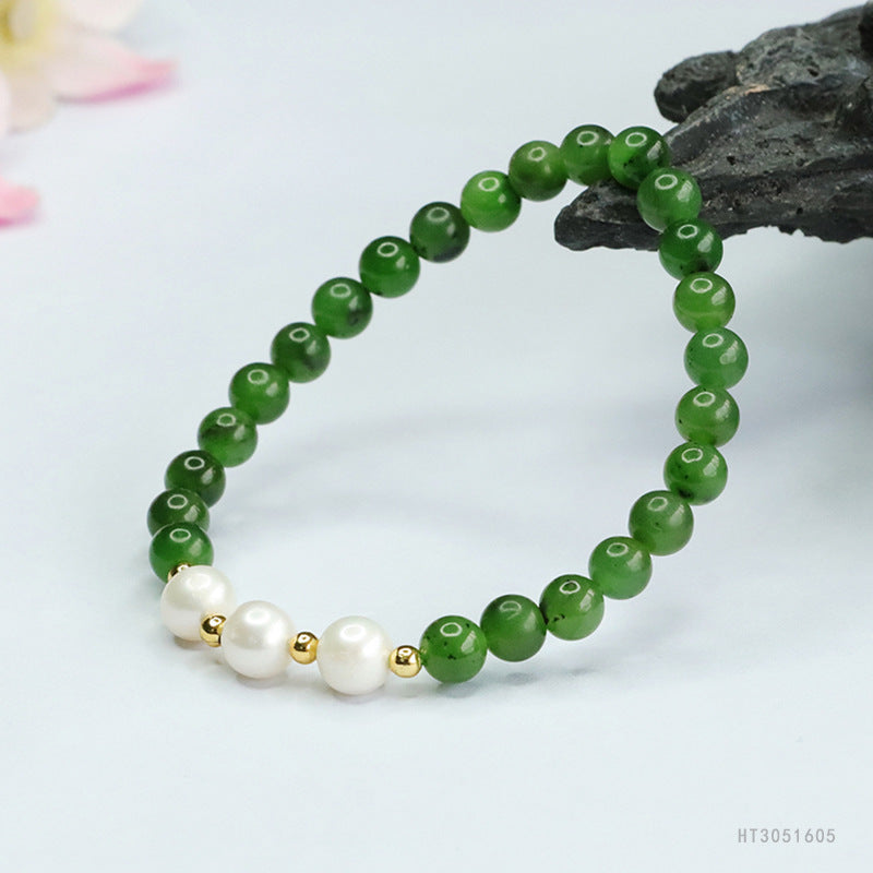 Hetian Jasper & Pearl Bracelet