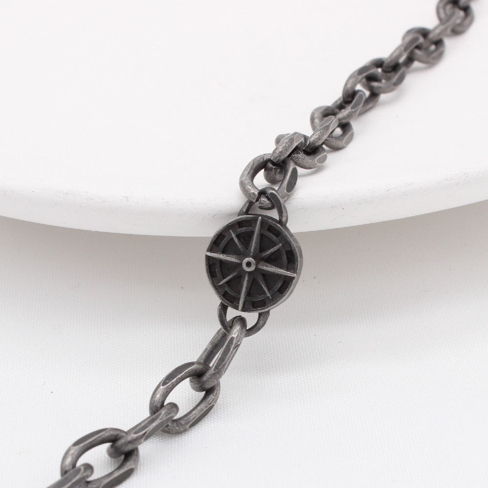 Compass Necklace Titanium Steel Unisex Retro Style Protection Statement by Planderful