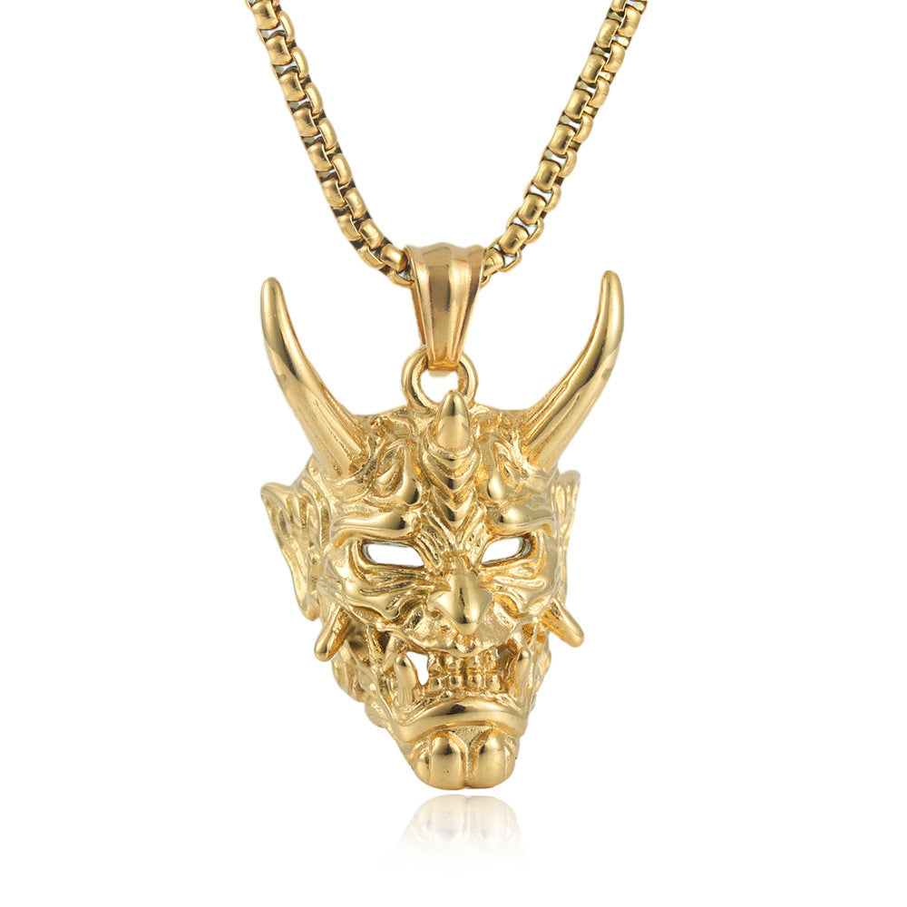 European And American Stainless Steel Cow Ghost Mask Pendant