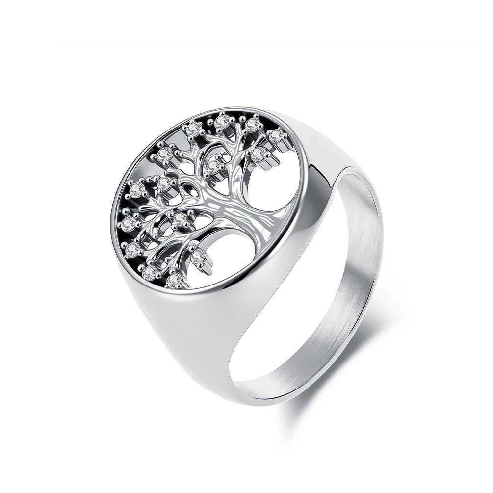 Planderful Shop Stainless Steel Tree Of Life Ring For Women Geometric Autumn Trend Everyday Genie