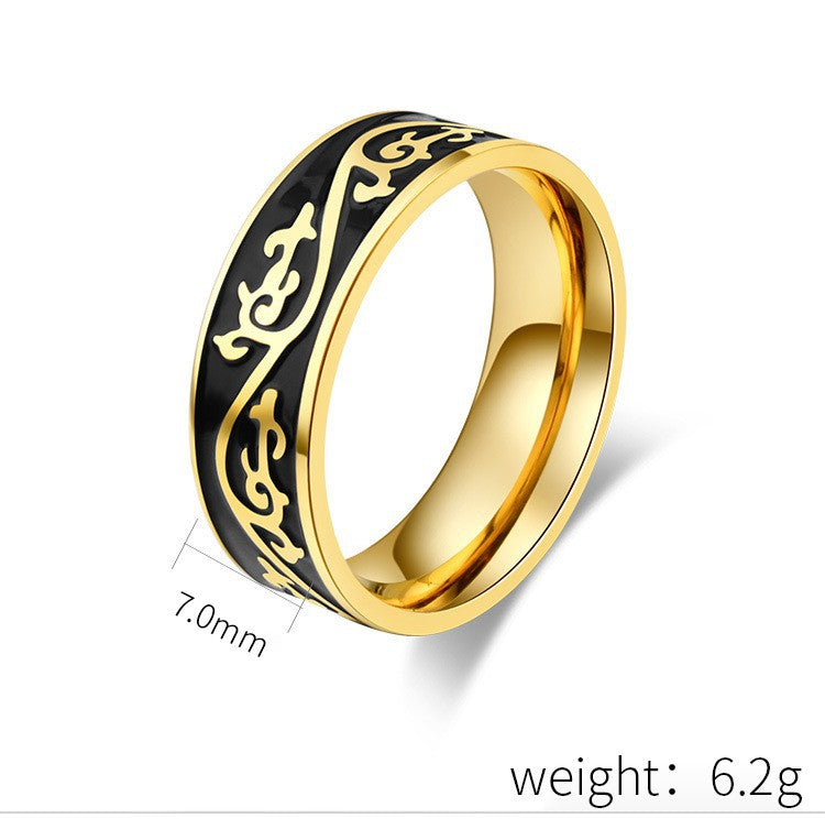 Stainless Steel Yang Pattern Ring – Men's – Pattern Couple