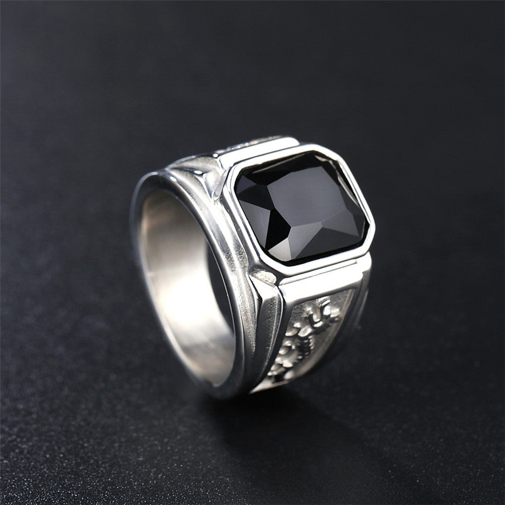 Personalized Retro Double Dragon Zircon Ring Titanium Steel Unisex Protection For Men Women Planderful