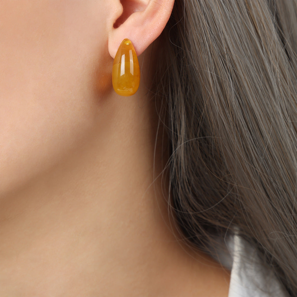 Retro Chic Resin Earrings with a Touch of Luxury for Fashionable Women.