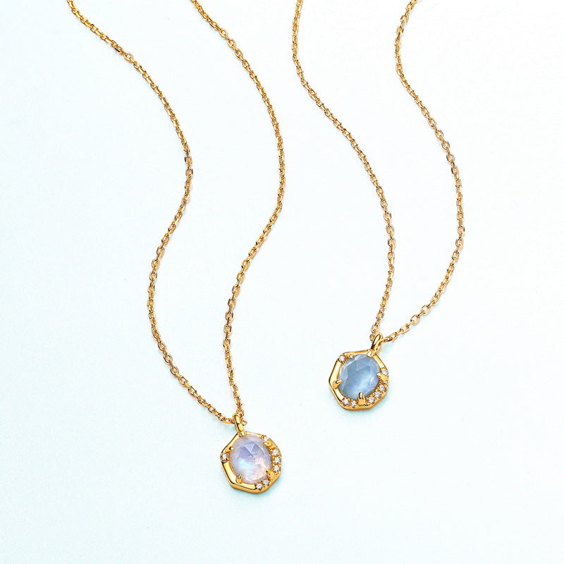 Planderful Jewelry Moonstone Necklace In Sterling Silver