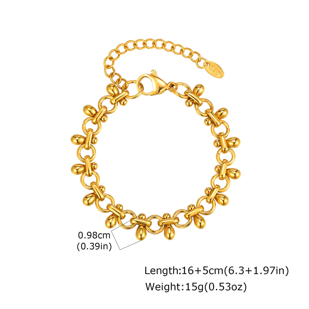Splicing Handmade Chain Gold Stainless Steel Bracelet