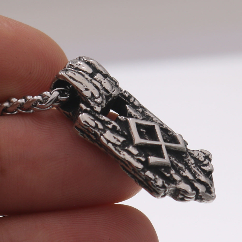Nordic Mythic Tree Pattern Necklace with Viking Odin Talisman