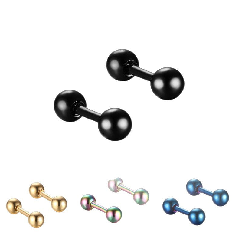 Stainless Steel Ball-End Barbell Earrings — Single