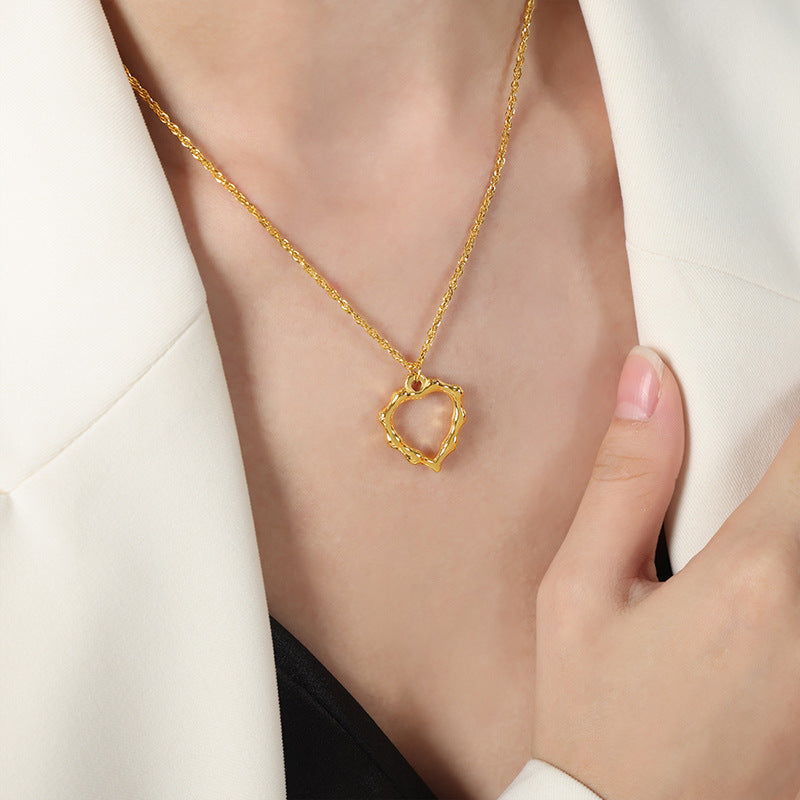 Niche Design Gold-Plated Pendant Necklace with Irregular Charm