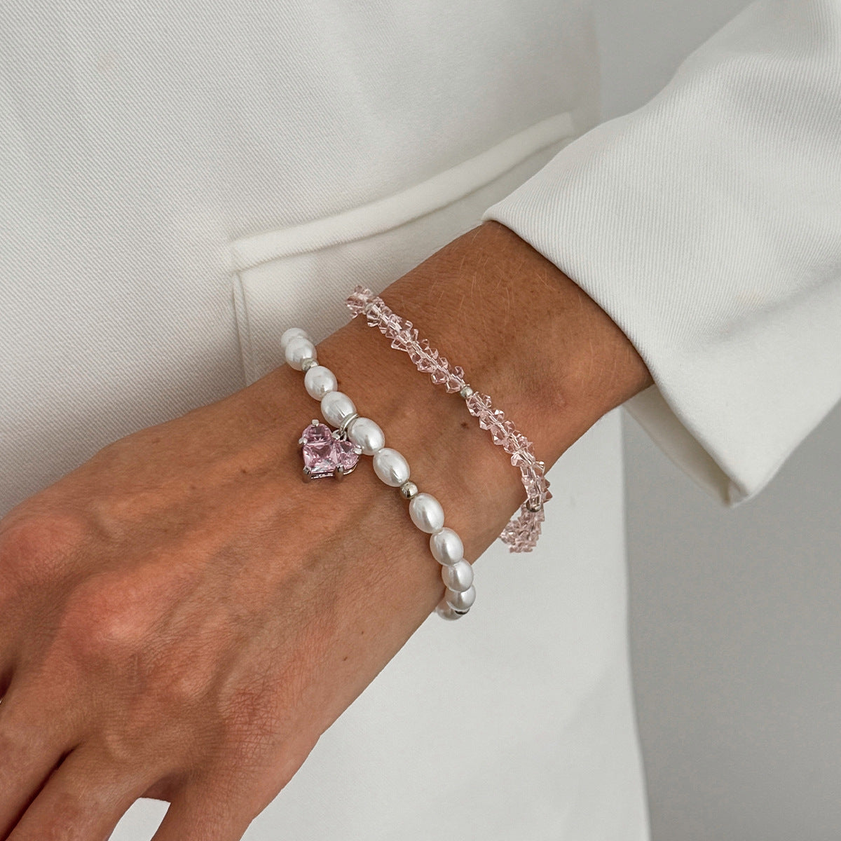 Love Pendant Bracelet Beaded Stackable Imitation Pearl By Planderful Vienna Verve For Fashionable Women