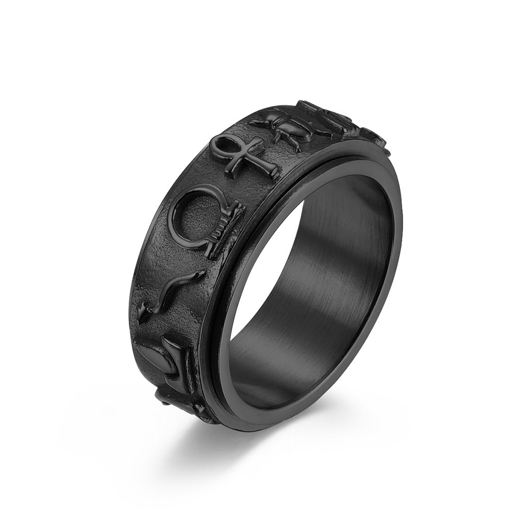 Copyright Registration Ancient Egyptian Symbol Titanium Steel Rotating Ring for Men