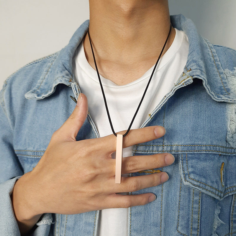 Personalized Lettering Stainless Steel Strip Pendant Necklace