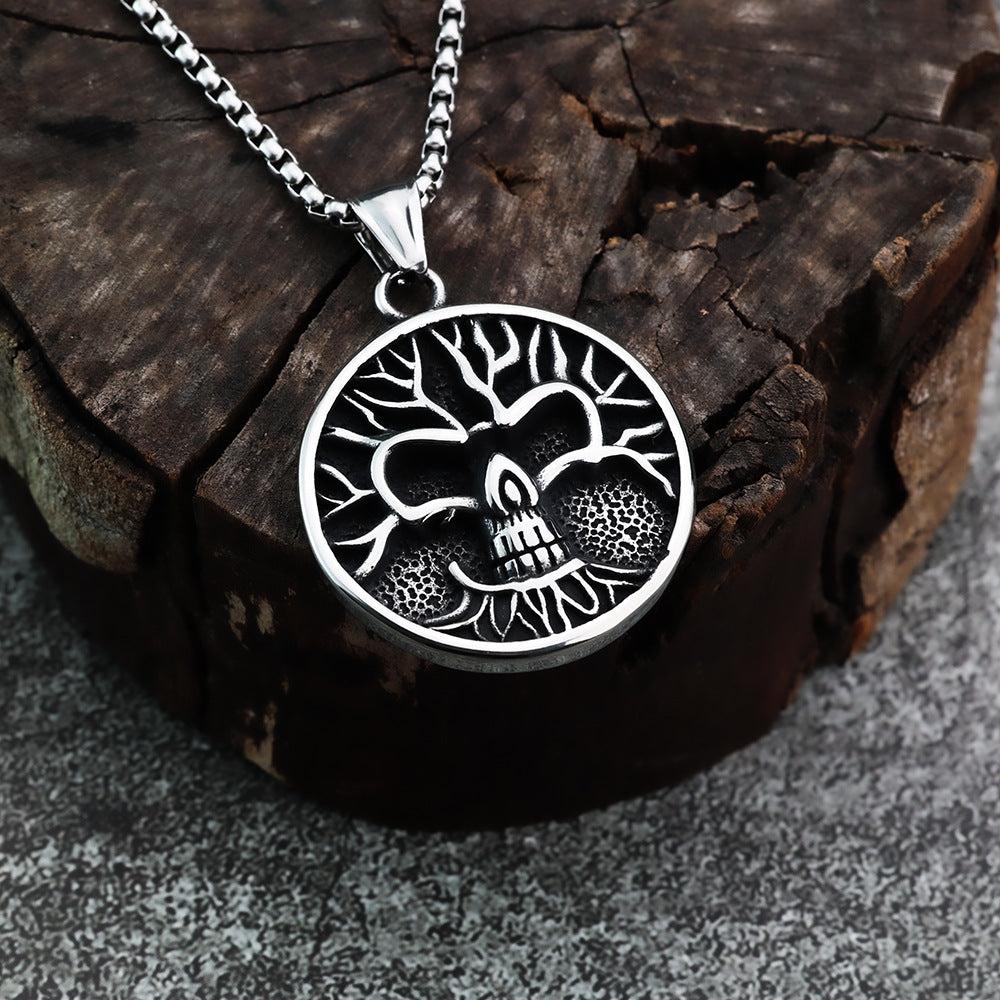 Nordic Retro Stainless Steel Single-Sided Viking Tree Pendant