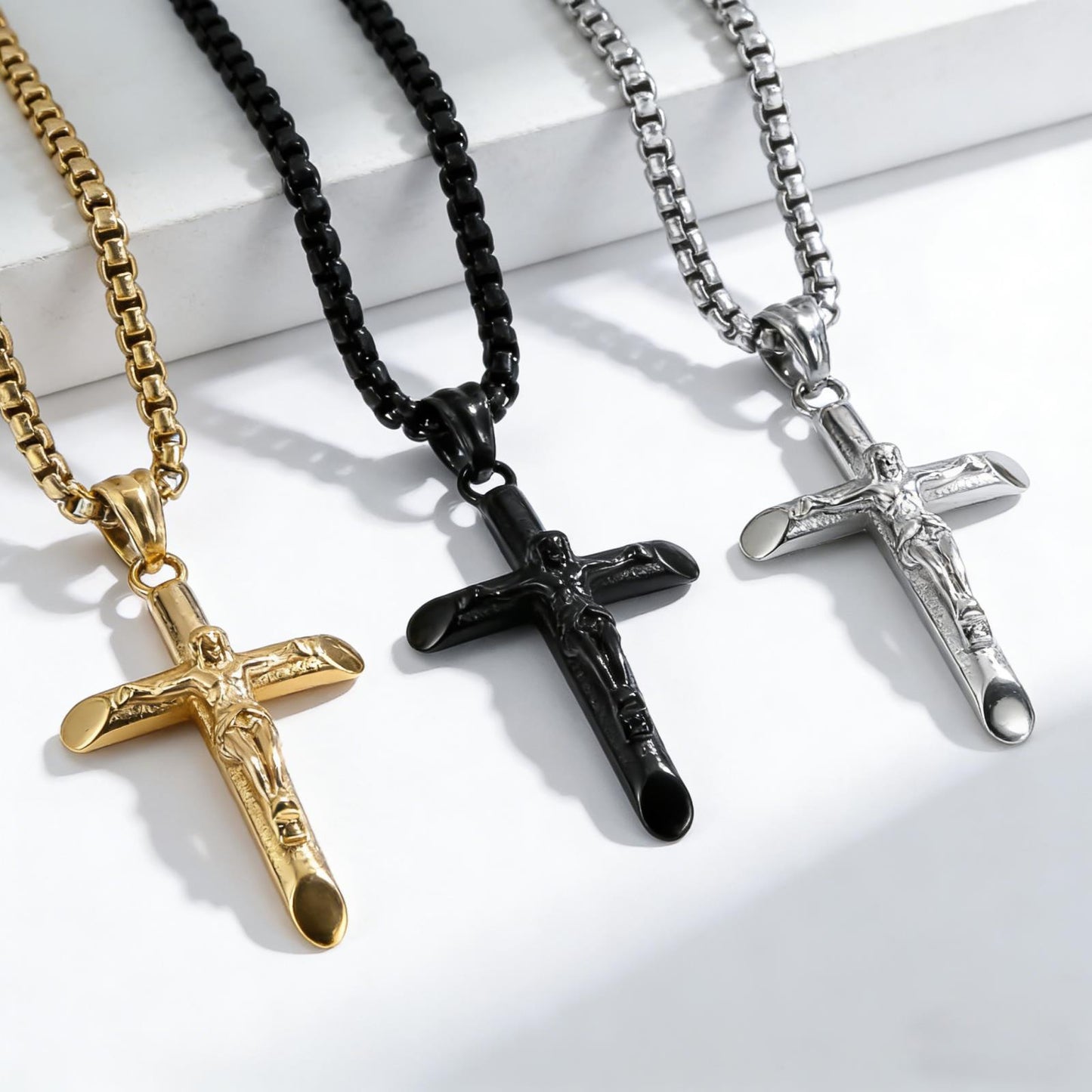 1. Planderful Everyday Genie Stainless Steel Cross Necklace Unisex Hip Hop Punk Style Gift