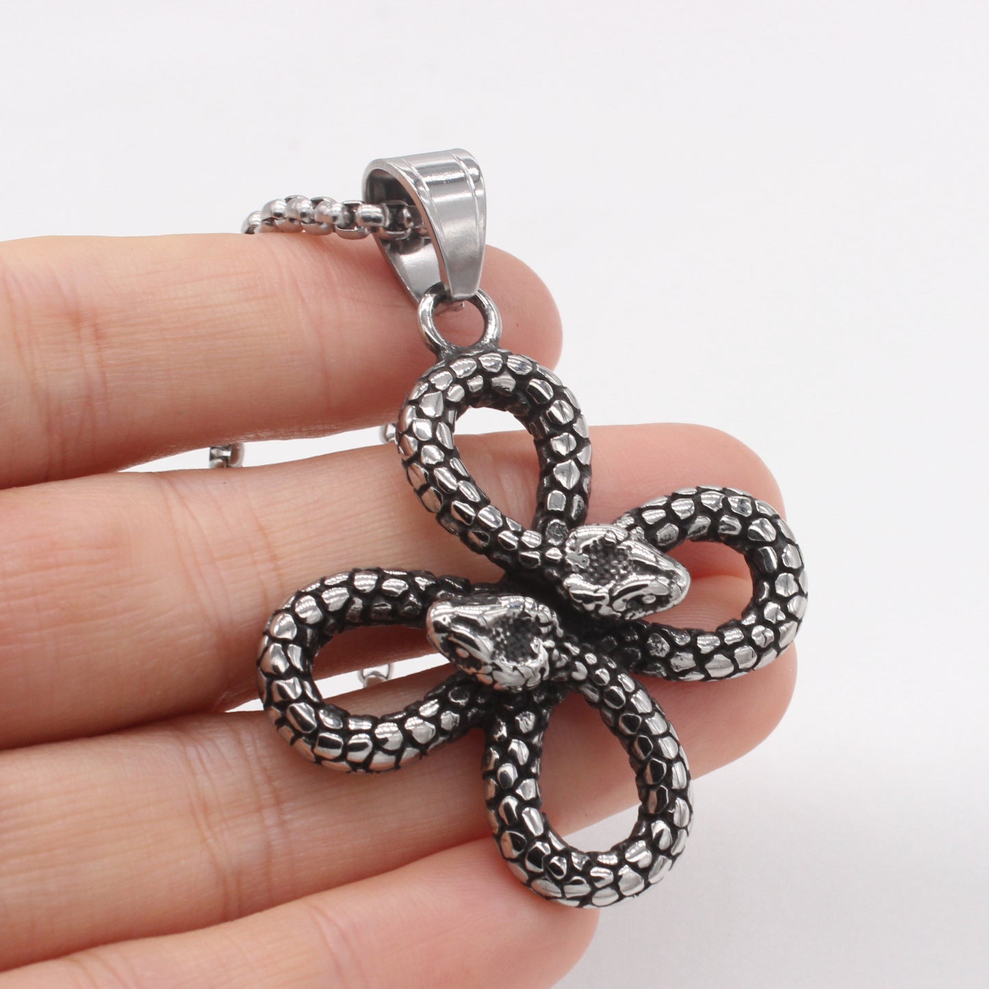 Planderful Jewelry Snake Pendant Titanium Steel For Men