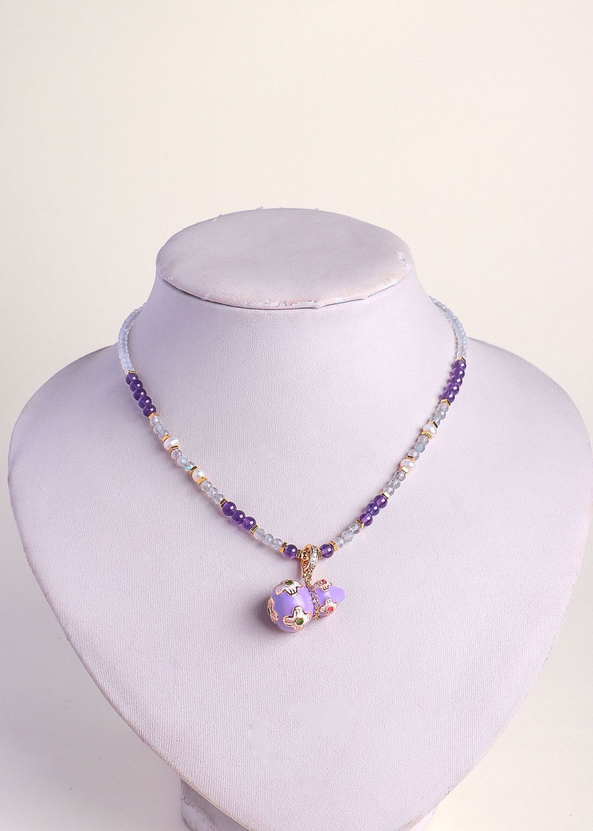 Amethyst Pearl Gourd Pendant Necklace