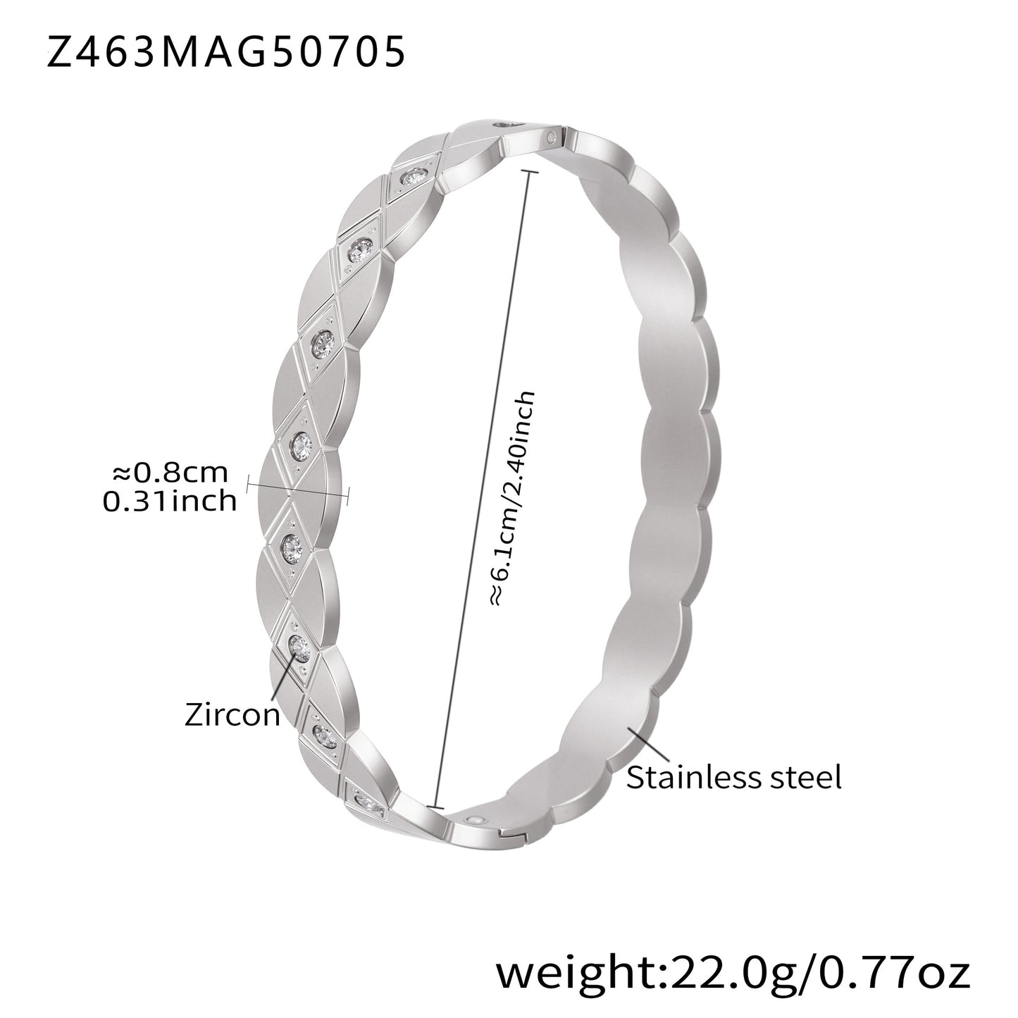 Planderful Zircon Encrusted Titanium Bracelet For Women