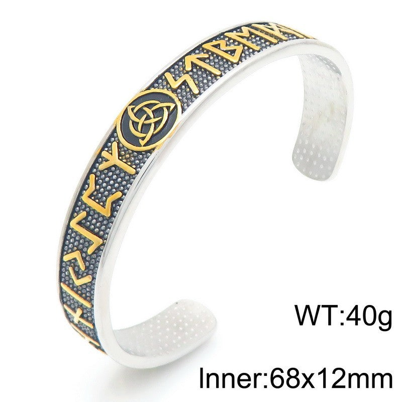 Planderful Viking Odin Rune CShaped Stainless Mens Bracelet
