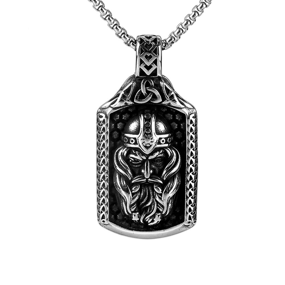 European and American Jewelry Wholesale Titanium Steel Men's Pendant Necklace Retro Viking Odin Warrior