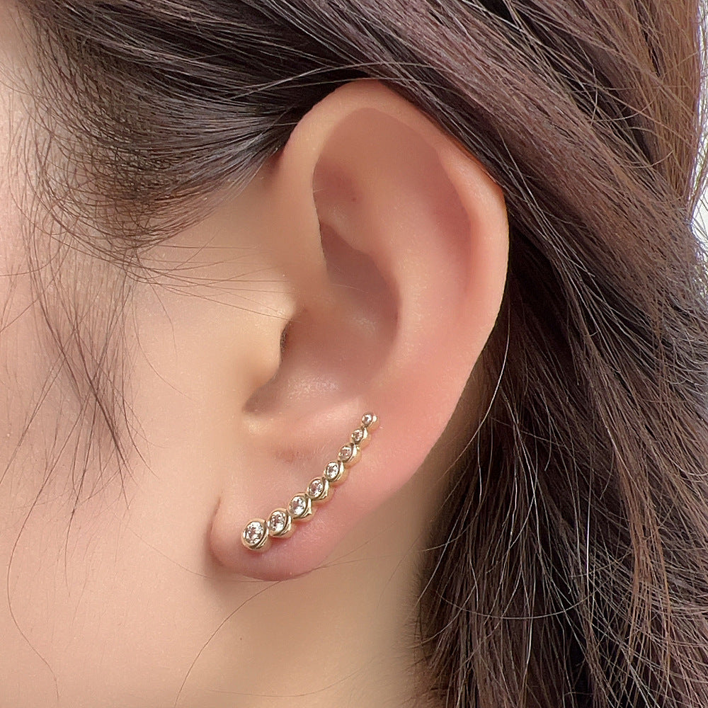 S925 Sterling Silver Zircon Ear Hook Clip European Niche Earrings