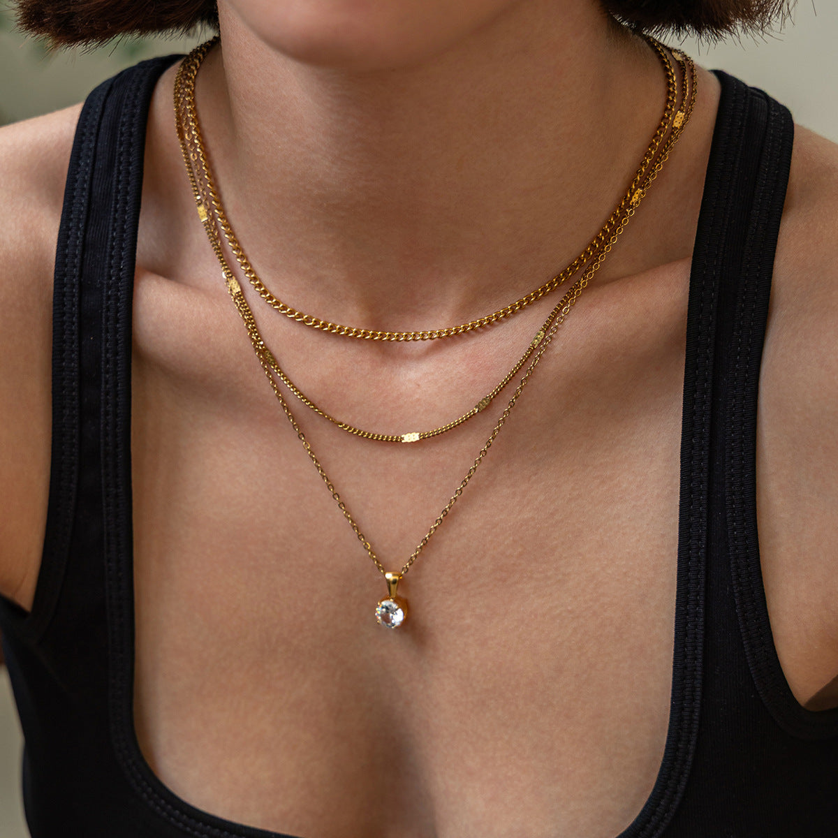 Europe And The United States Stacked Stainless Steel Snake Bone Chain Necklace
