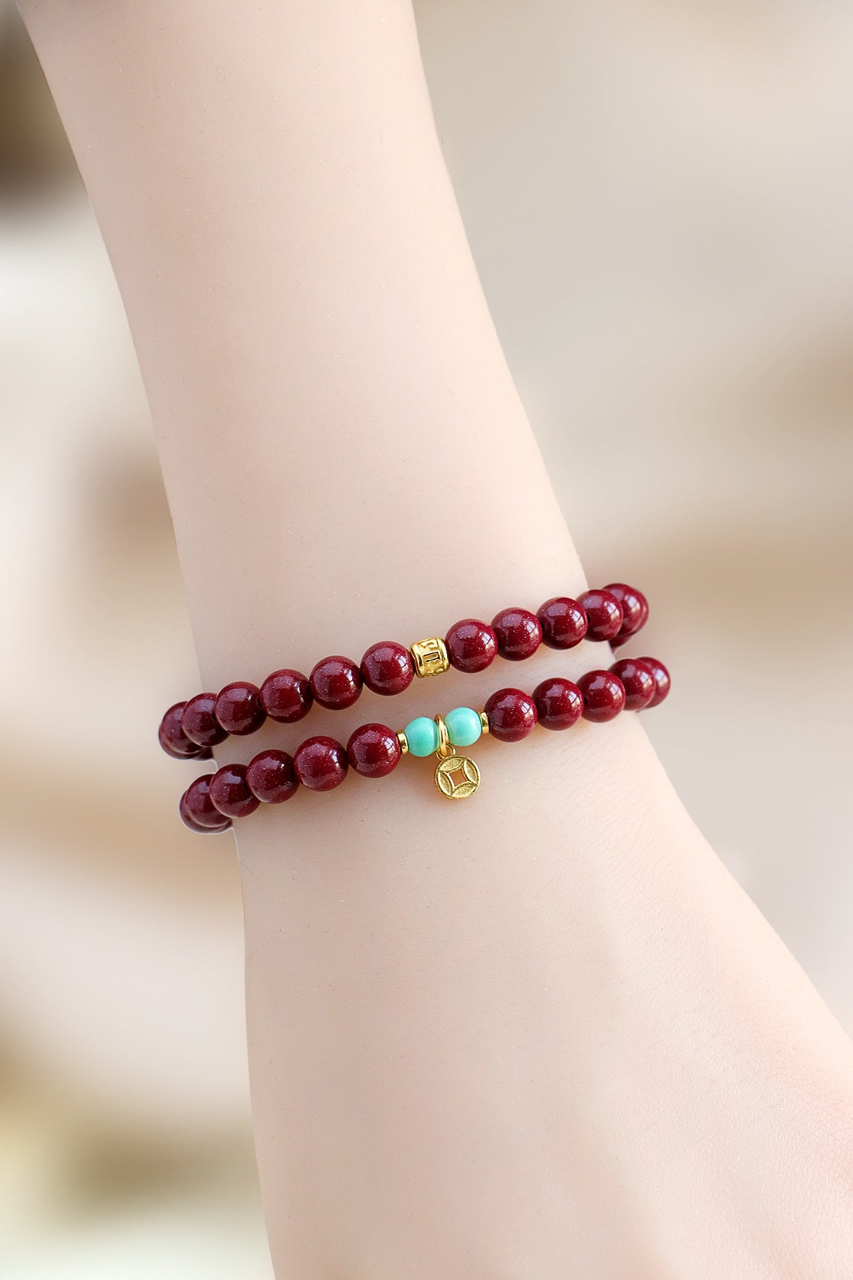Planderful Fortune's Favor Bracelet – Unique Cinnabar and Jade Design