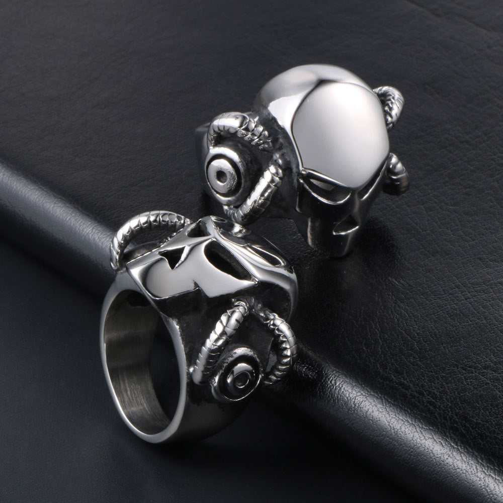 Custom Titanium Steel Men's Mechanical Ring with Bold Plate Design